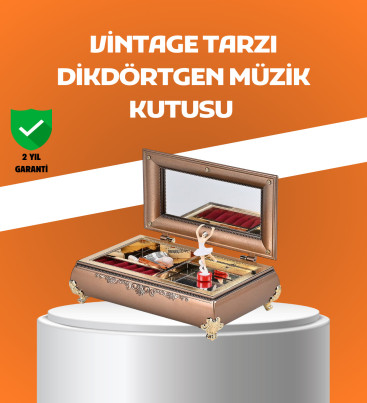 Müzikli Balerin Figürlü Takı Kutusu Piyano Desenli Dekoratif - Lisinya