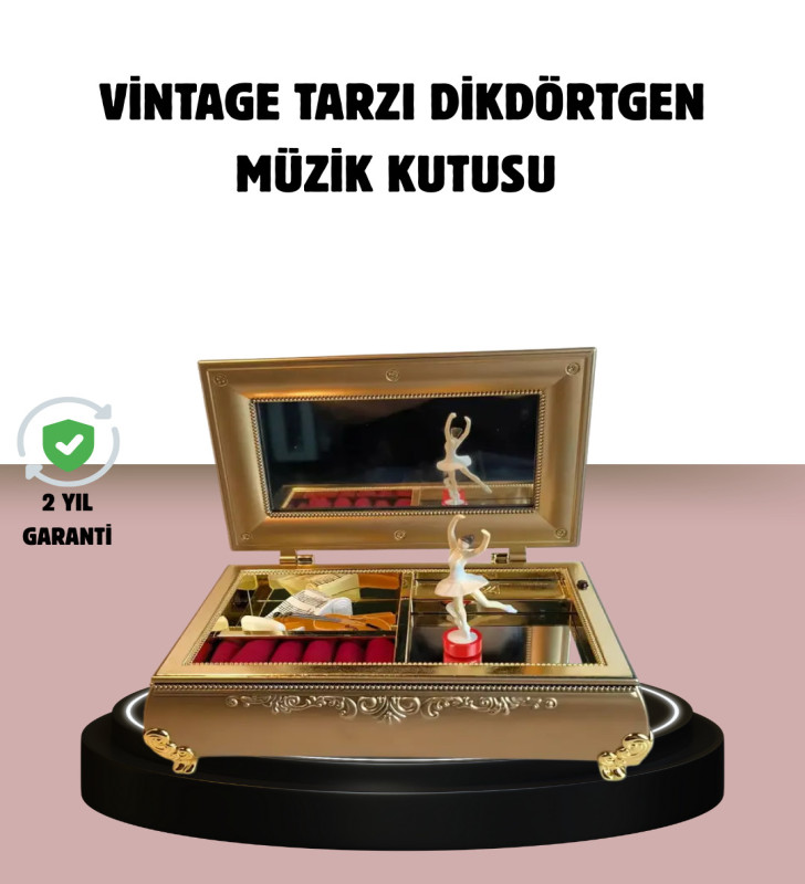 Balerinli Müzikli Takı Kutusu Piyano Tasarım Kız Çocuk Hediyelik - Lisinya