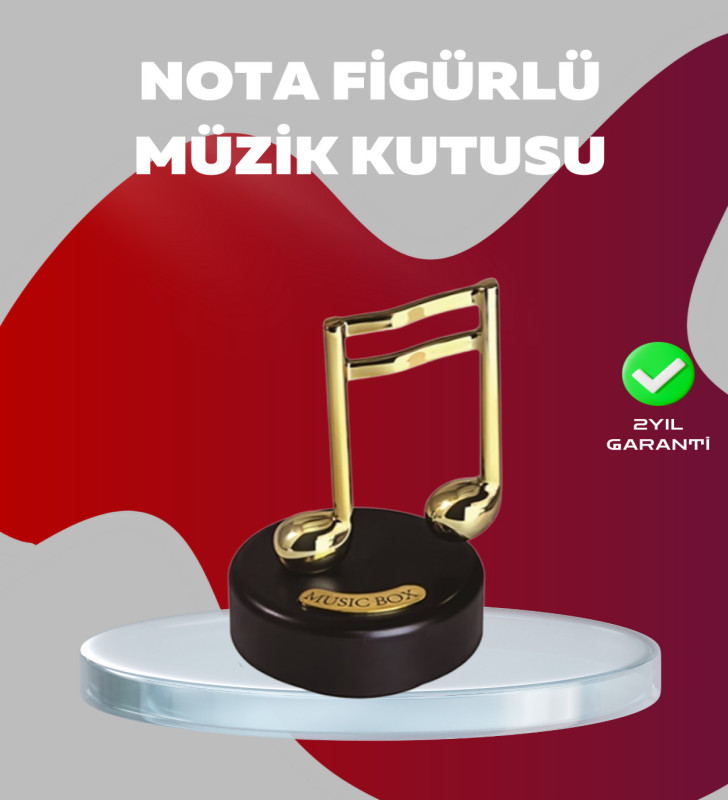 Altın Nota Figürlü Dönen Müzik Kutusu Dekoratif Music Box - Lisinya