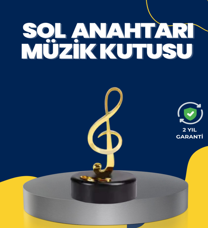 Altın Sol Anahtarı Müzik Kutusu Döner Mekanizmalı - Lisinya