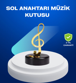 Sol Anahtarı Figürlü Dönen Müzik Kutusu Altın Renk Dekoratif - Lisinya