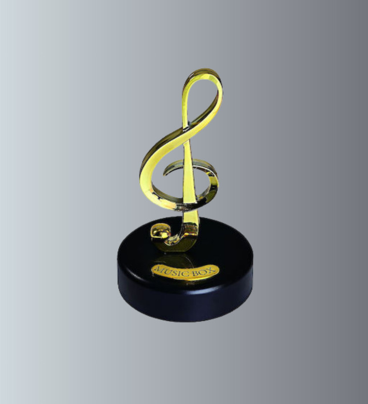 Sol Anahtarı Figürlü Dönen Müzik Kutusu Altın Renk Dekoratif - Lisinya