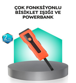 5000 mAh Bataryalı Bisiklet Farı COB Çakar Çok Fonksiyonlu - Lisinya