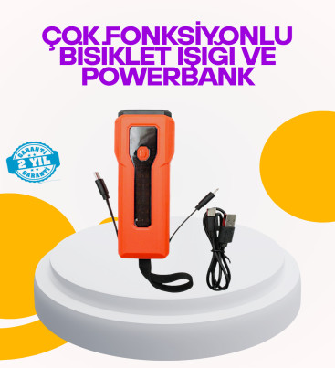Su Geçirmez Bisiklet Işığı 5000 mAh Powerbankli Ön Far - Lisinya