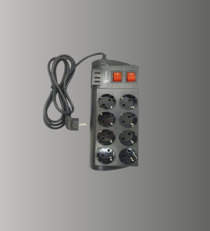 Termal Korumalı 8 Prizli 3 USB’li Uzatma Kablosu - Lisinya