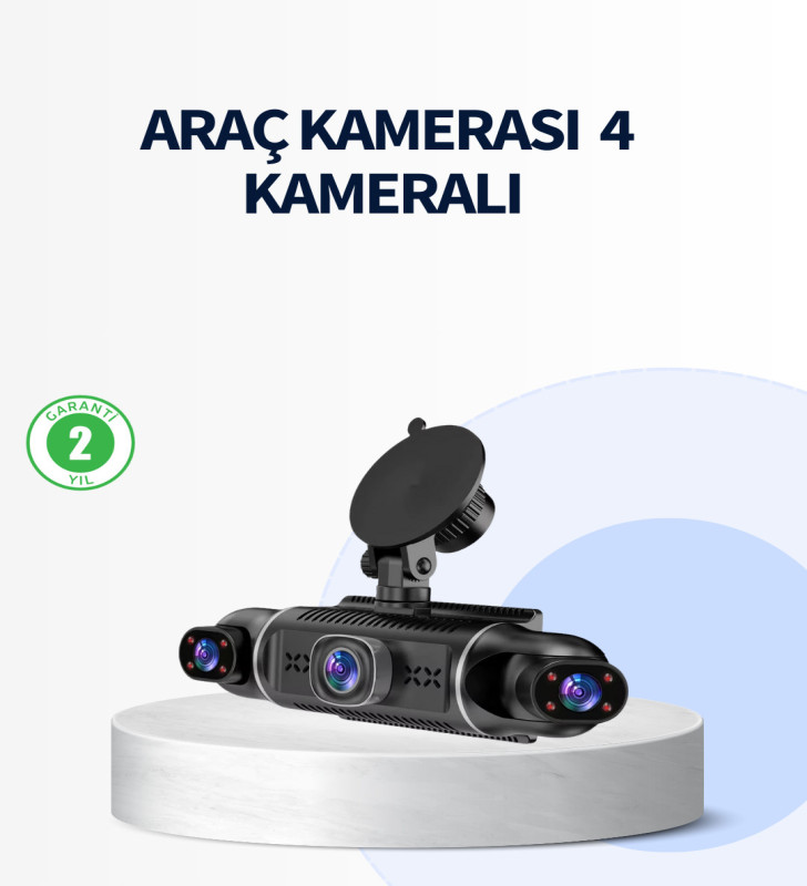 4 Kameralı Araç İçi Kamera 1080P GPS Takip WiFi Gece Görüşlü - Lisinya