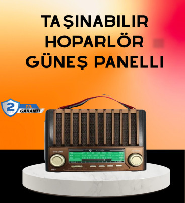 Solar Şarjlı Taşınabilir Radyo Bluetooth Hoparlör USB SD Destekli - Lisinya