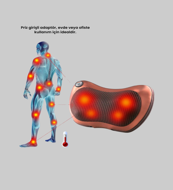 Ergonomik Derin Yoğurmalı Boyun Bel Sırt Masaj Cihazı Priz Çakmak Girişli - Lisinya