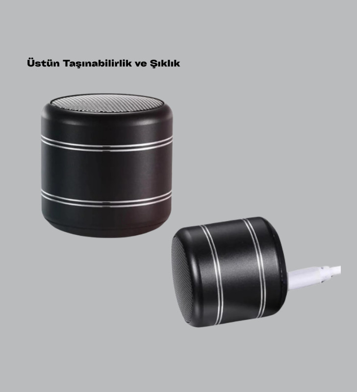 Taşınabilir Silindir Tasarım Bluetooth 5.0 Hoparlör Yüksek Bas Performanslı - Lisinya