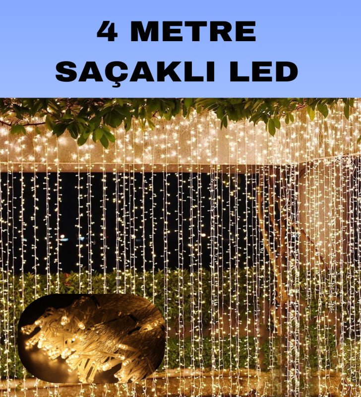 4 Metre Icicle Şelale Led Perde Işık Sarı Aydınlatma - Lisinya