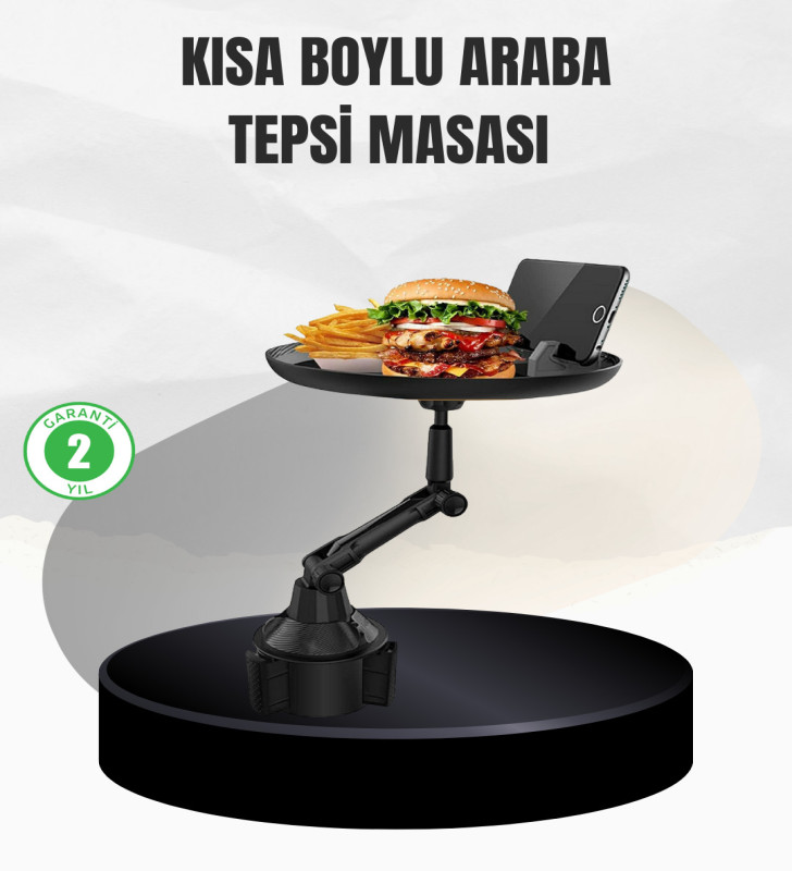 Universal Araç İçi Bardaklık Tepsisi 9 İnç Yemek Alanı ve Telefon Standlı - Lisinya