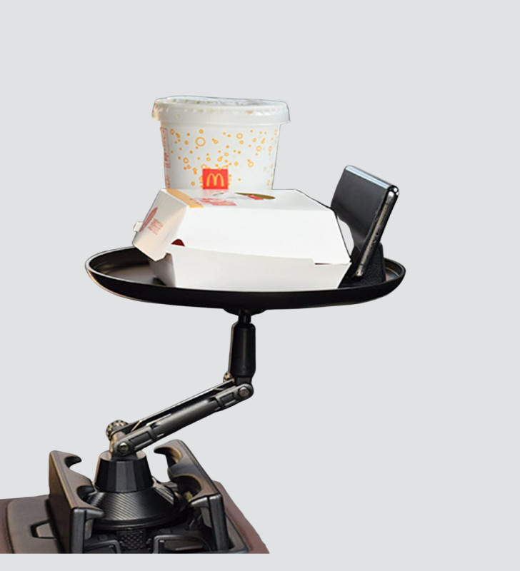 360° Döner Araç Bardaklık Tepsisi Geniş Yemek Alanlı Telefon Standlı - Lisinya
