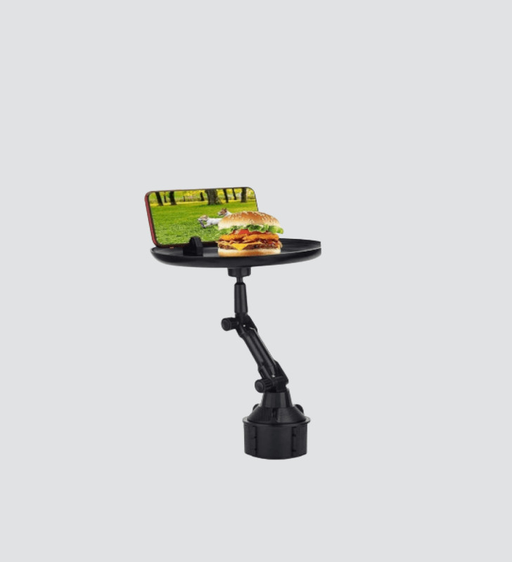 360° Döner Araç Bardaklık Tepsisi Geniş Yemek Alanlı Telefon Standlı - Lisinya
