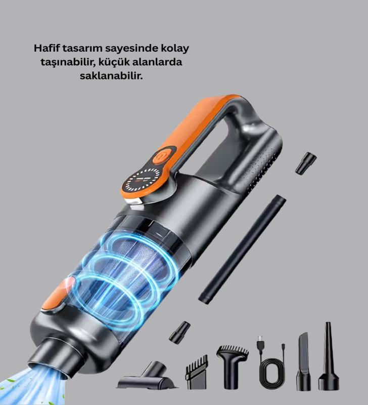 Taşınabilir Şarjlı El Süpürgesi Çok Yönlü Temizlik 5 Başlıklı Numaratör Hediyeli - Lisinya
