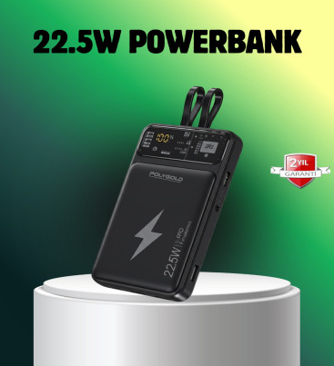 Powerbank Dahili Ekranlı 10000 mAh Çift Kablolu - Lisinya