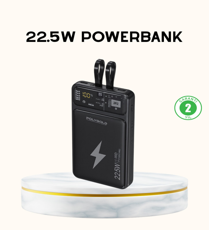 Powerbank Hızlı Şarj 10000 mAh Dahili Kablo - Lisinya