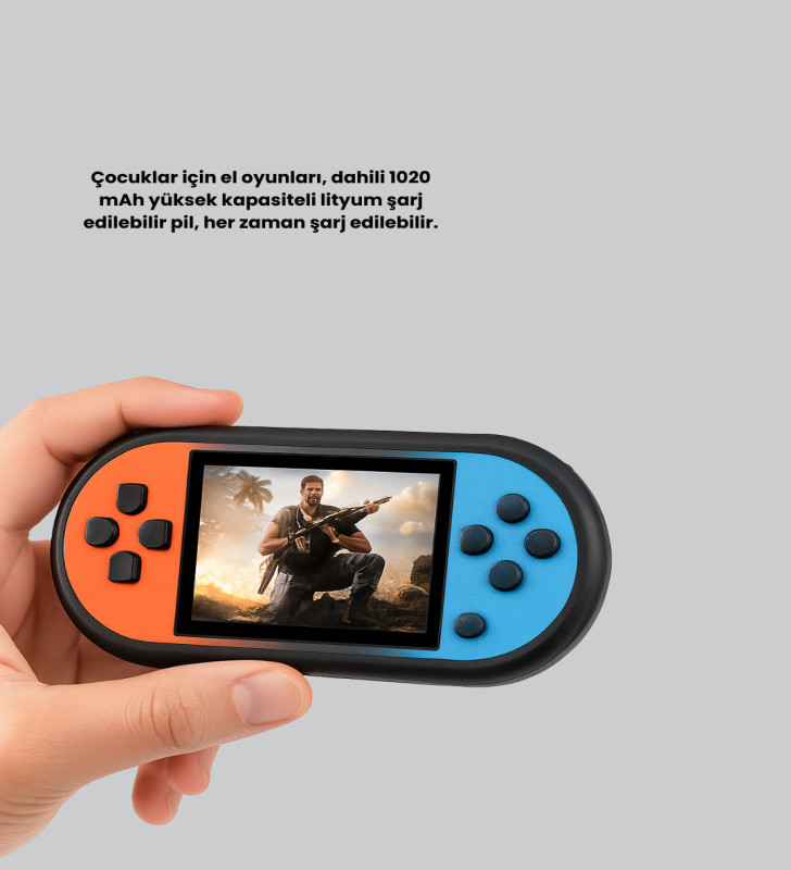 520 Oyunlu Mini Oyun Konsolu AV Çıkışlı HD LCD Ekranlı - Lisinya