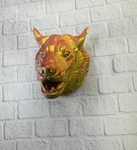 Altın Kaplama Görünümlü Kurt Duvar Süsü - Lisinya