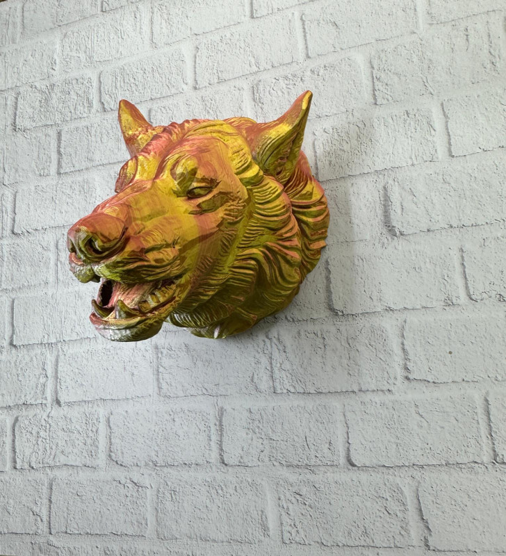 Altın Kaplama Görünümlü Kurt Duvar Süsü - Lisinya