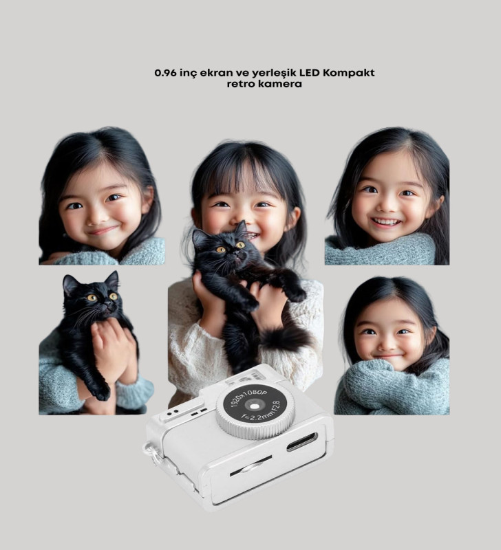 Mini Retro Dijital Kamera 1080P Full HD Dahili 128GB Hafızalı - Lisinya