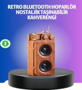 Vintage Tasarımlı Bluetooth Hoparlör Uzun Pil Ömürlü ve FM Destekli - Lisinya