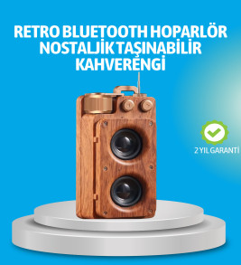 Retro Bluetooth Hoparlör Ahşap Görünümlü 5W Çift Stereo Ses - Lisinya