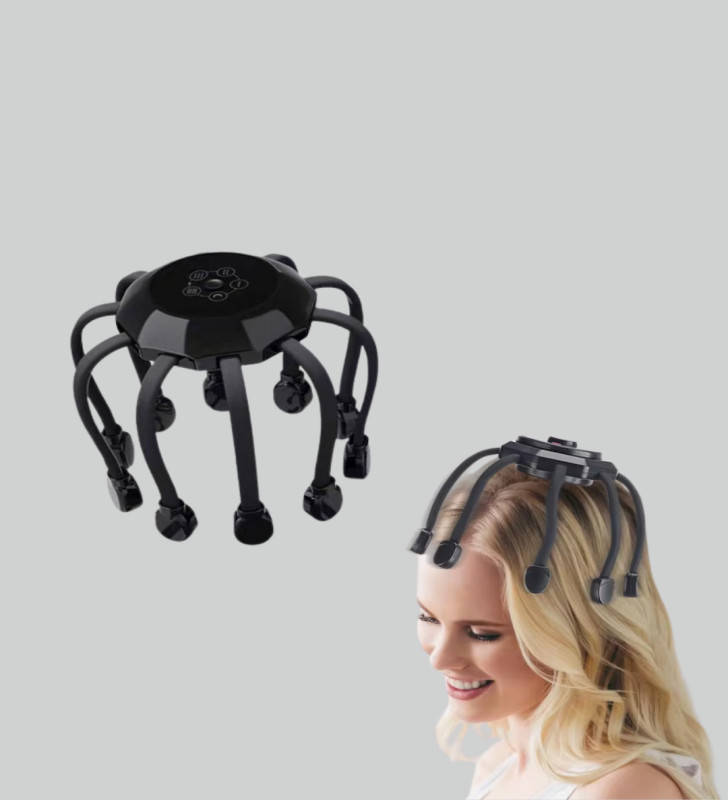 USB Şarjlı Kafa Masaj Aleti 3 Modlu 8 Başlıklı Stres Giderici - Lisinya