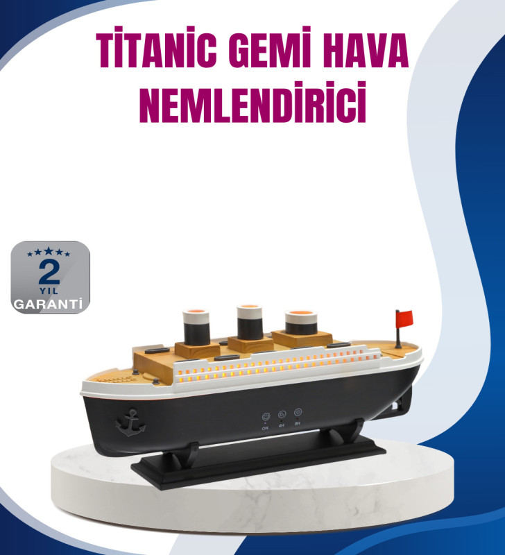 Dekoratif Gemi Modeli 7 Renk Işıklı Hava Nemlendirici ve Oda Kokusu Difüzörü - Lisinya