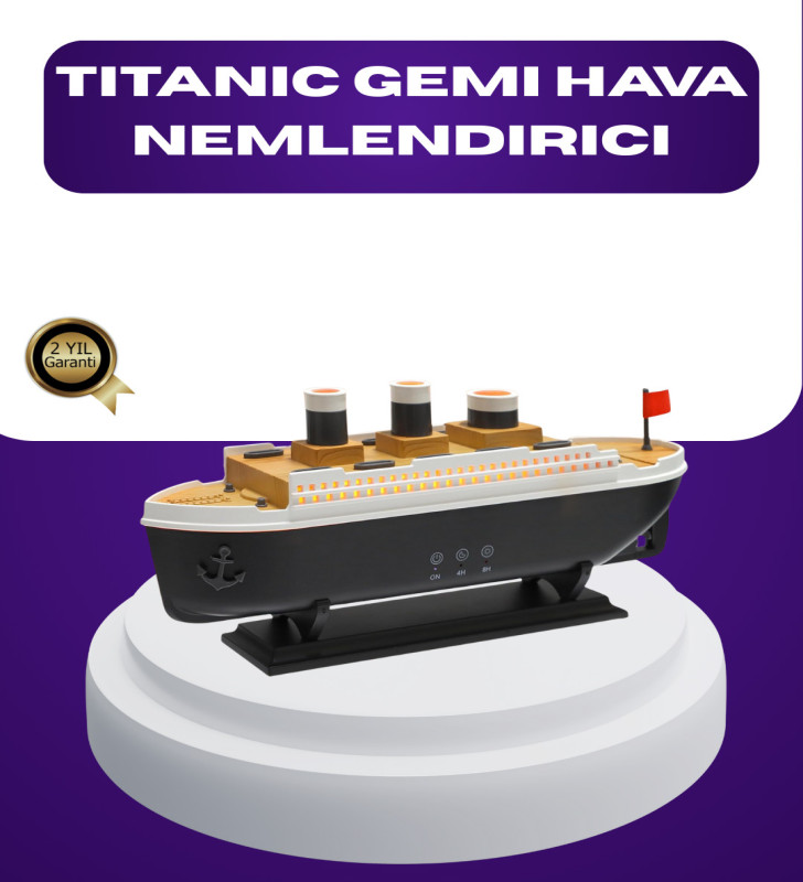Titanik Gemi Tasarımlı LED Işıklı Hava Nemlendirici Buhar Efektli Oda Difüzörü - Lisinya