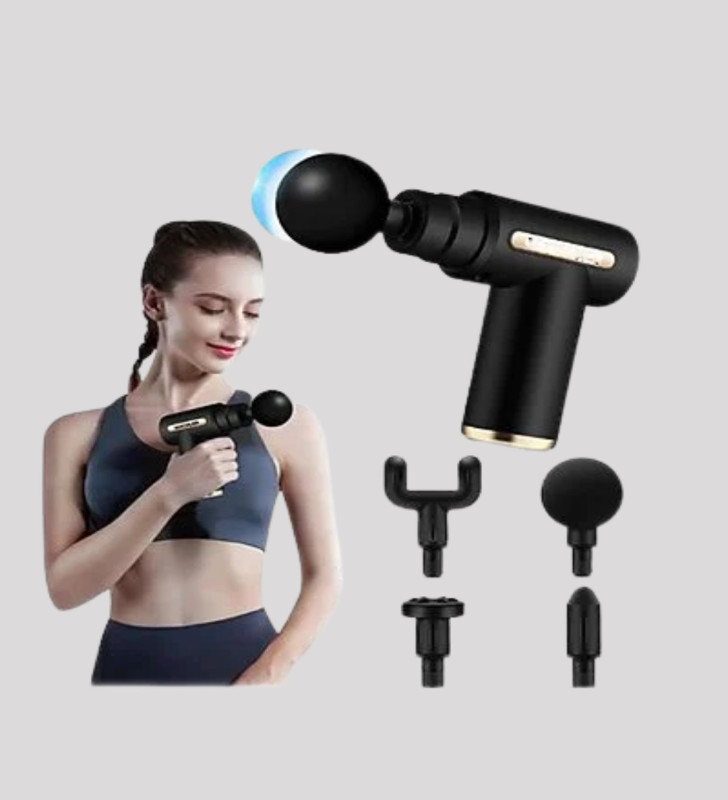 Şarjlı Kas Masaj Aleti 6 Kademe 4 Başlık Derin Doku EMS Titreşim Sporcu Masaj Tabancası - Lisinya