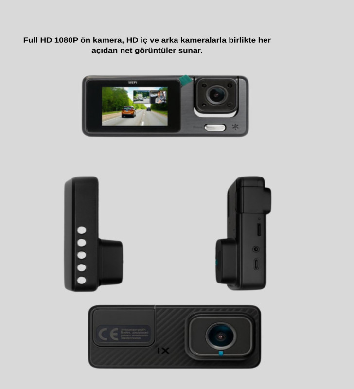 Full HD 3'lü Araç Kamerası Geri Görüş Destekli Park Modlu 1080P DVR - Lisinya