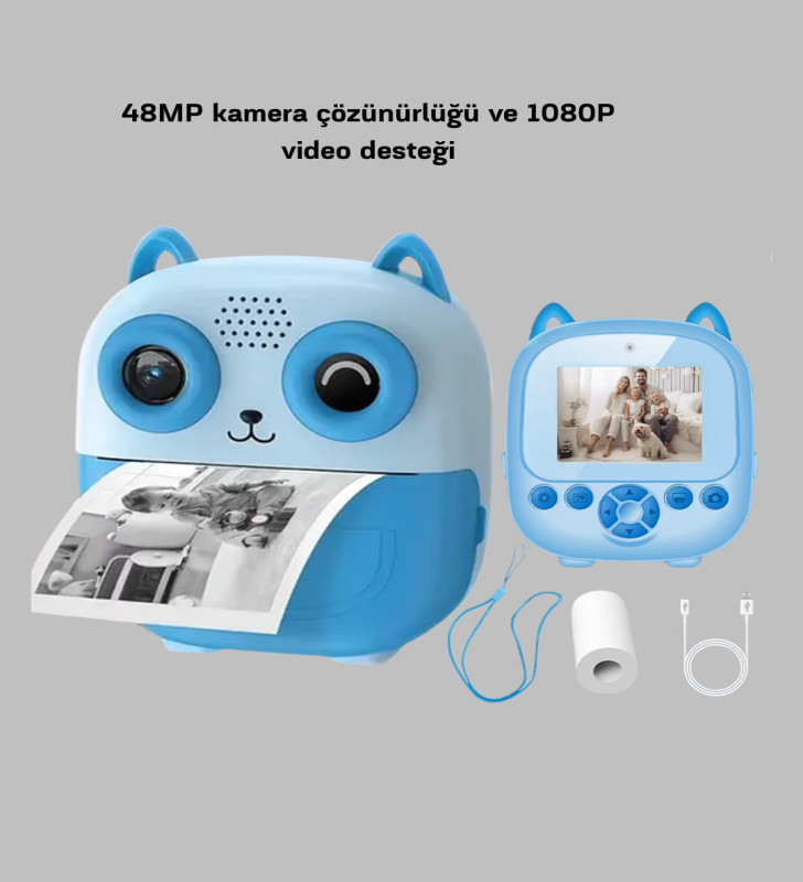 48MP Termal Baskılı Çocuk Dijital Kamera 1080P Video 2.4'' Ekran 6X Zoom - Lisinya