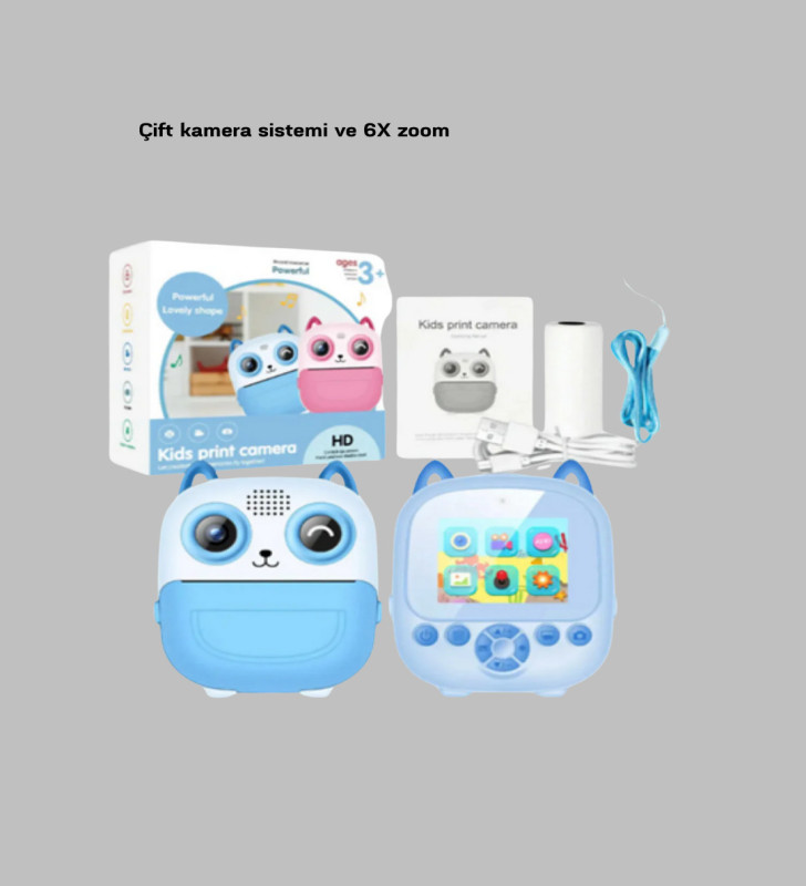 48MP Termal Baskılı Çocuk Dijital Kamera 1080P Video 2.4'' Ekran 6X Zoom - Lisinya