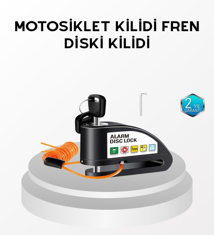 Anti Hırsızlık 110 dB Alarm Disk Fren Kilidi Suya Dayanıklı Çelik Güvenlik Kilidi - Lisinya