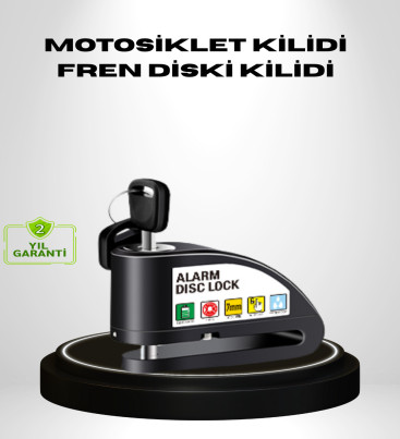 Titreşim Sensörlü Alarmlı Motosiklet Disk Kilidi 14mm Çelik Çift Kilitleme - Lisinya