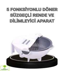 Çok Fonksiyonlu Döner Rende Süzgeç Hazneli Ergonomik Sebze Doğrayıcı - Lisinya