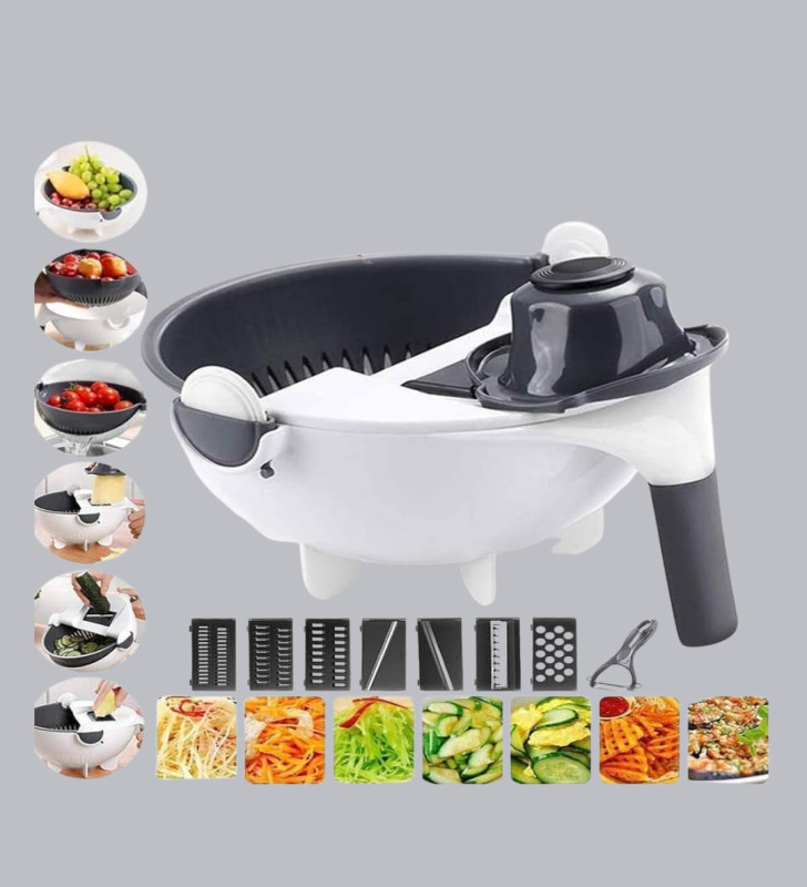 Çok Fonksiyonlu Döner Rende Süzgeç Hazneli Ergonomik Sebze Doğrayıcı - Lisinya