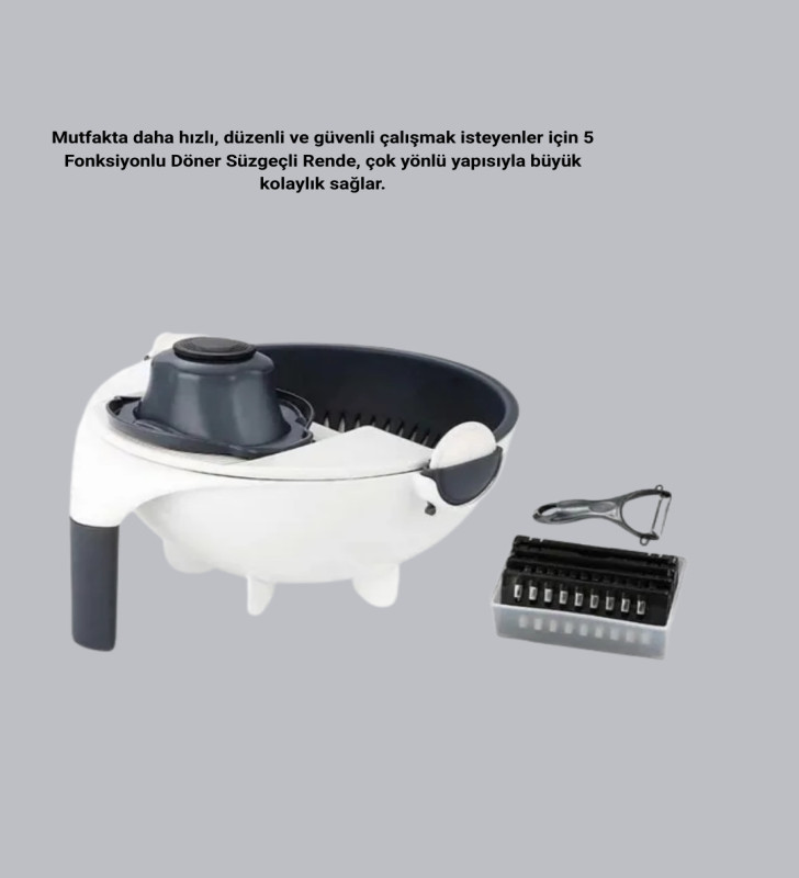 Çok Fonksiyonlu Döner Rende Süzgeç Hazneli Ergonomik Sebze Doğrayıcı - Lisinya