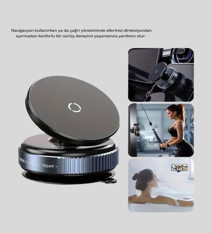 Vakum Adsorpsiyonlu Manyetik Telefon Tutucu Güçlü N52 360° Evrensel Uyumluluk - Lisinya