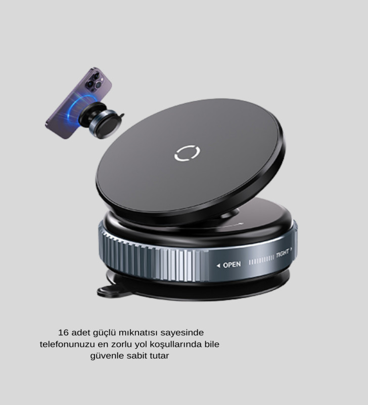 Mıknatıslı Araç Telefon Tutucu Vakum Teknolojili 360° Ayarlanabilir - Lisinya
