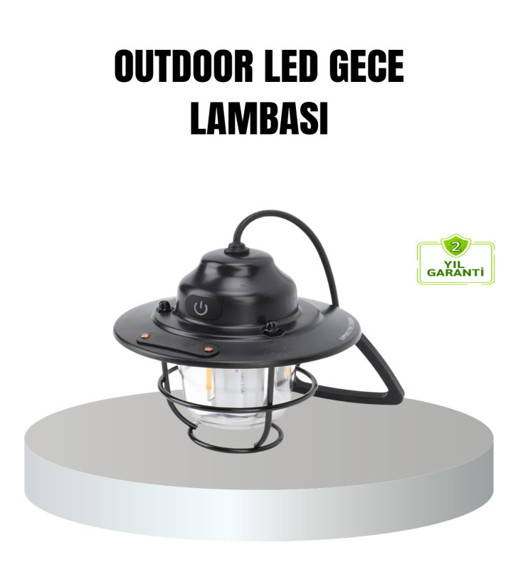 Retro Kamp Lambası Su Geçirmez Taşınabilir Gece Işığı Uzun Pil Ömürlü - Lisinya