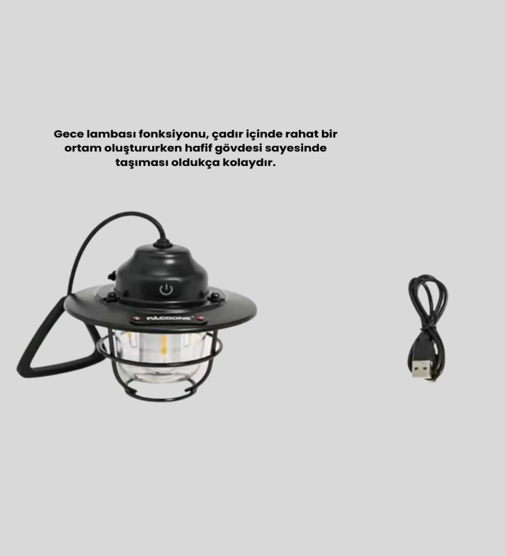 Retro Kamp Lambası Su Geçirmez Taşınabilir Gece Işığı Uzun Pil Ömürlü - Lisinya