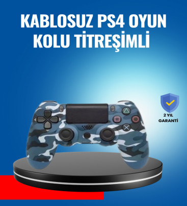 Bluetooth Kablosuz PS4 Gamepad Çift Motorlu Siyah Controller - Lisinya