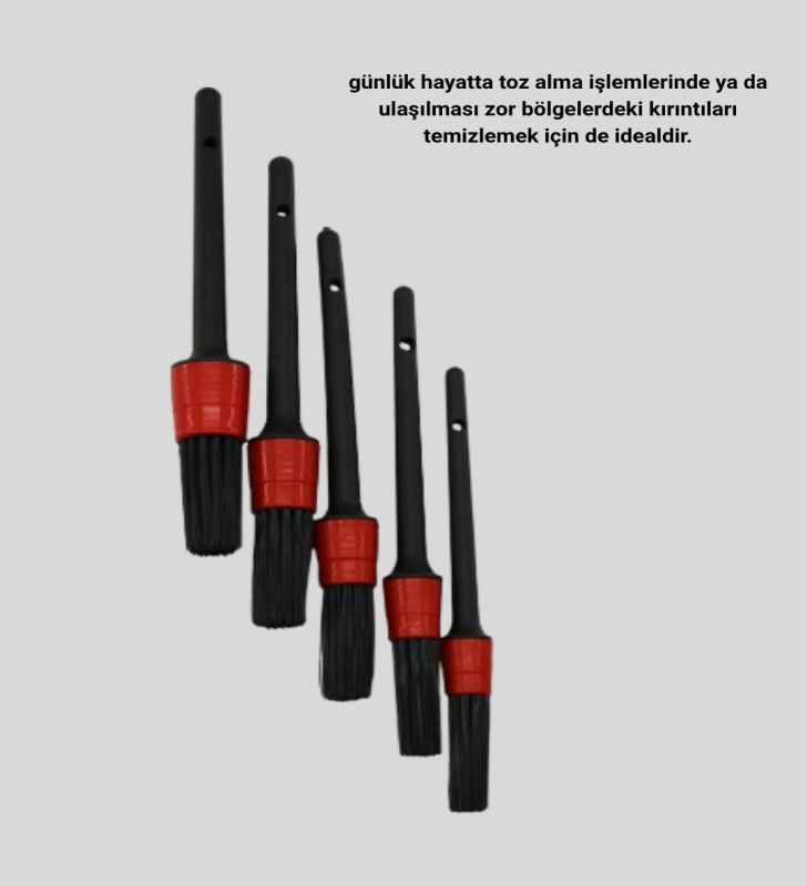 Araç Detay Temizlik Fırçası 5’li Set Çizmeyen Kıl Çok Yönlü Kullanım - Lisinya