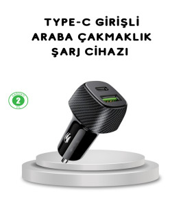 38W Araç Şarj Cihazı Type-C PD USB Hızlı Şarj Çift Port - Lisinya