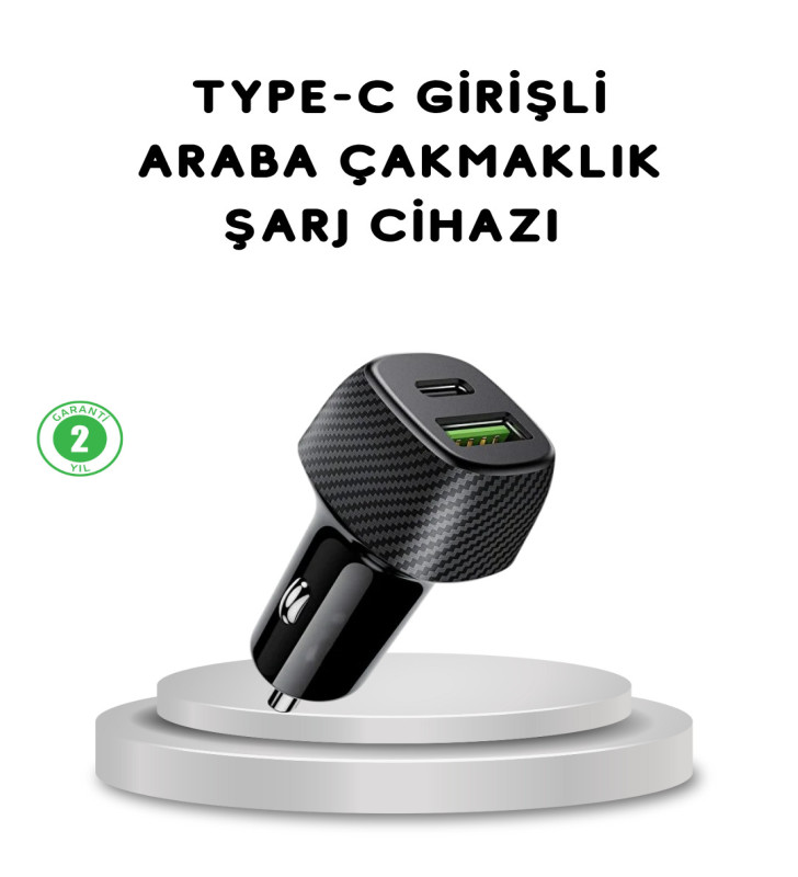 38W Araç Şarj Cihazı Type-C PD USB Hızlı Şarj Çift Port - Lisinya