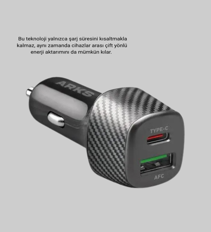 38W Araç Şarj Cihazı Type-C PD USB Hızlı Şarj Çift Port - Lisinya