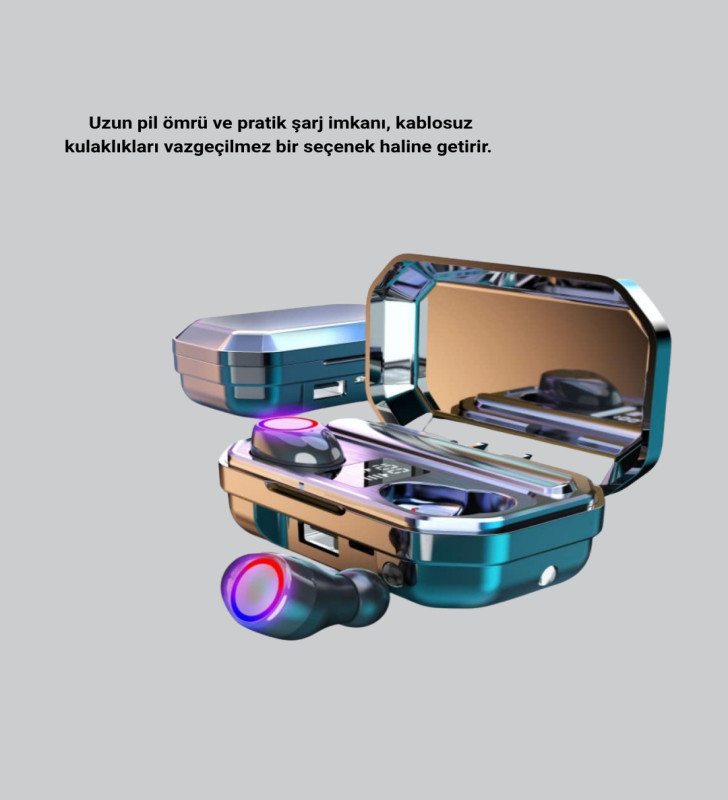 Şarj Kutulu Kablosuz Kulaklık Ergonomik Spor Seyahat Uyumlu Uzun Kullanım - Lisinya