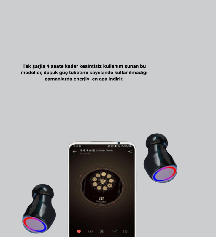 Bluetooth Kablosuz Kulaklık 4 Saat Kullanım Şarj Kutulu Düşük Enerji Tüketimli - Lisinya