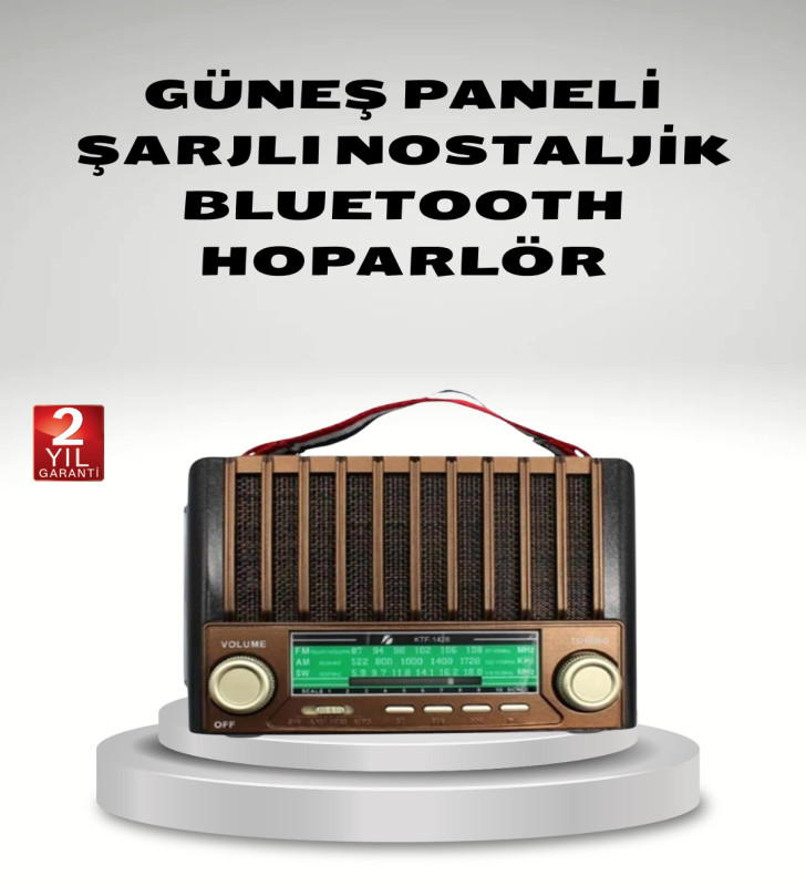 Taşınabilir Hoparlör Güneş Panelli Bluetooth USB SD FM AM SW Radyo - Lisinya
